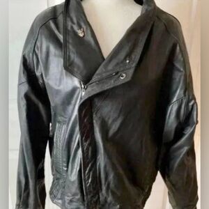 Vintage 80's Leather bomber BERMANS motorcycle jacket  2 pc thinsulate men sz.Lg